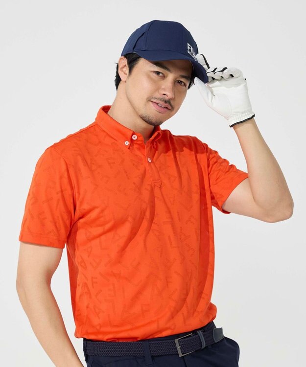 FILA GOLF／marie claire 【FILA GOLF】メッシュ加工ロゴ半袖ポロシャツ オレンジ
