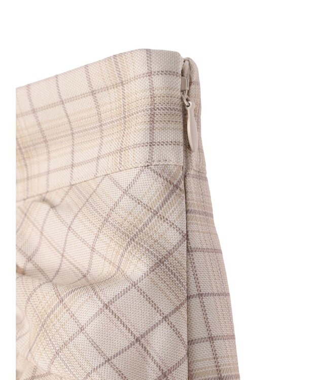 earth music&ecology ギャザーナロースカート Check Beige