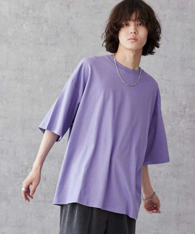 WEGO 【ユニセックス着用ITEM/綿100％/SMLXLサイズ】ビックコットンT ライトパープル