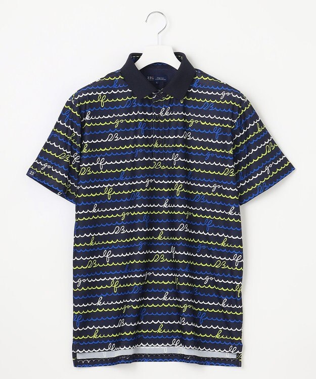 23区GOLF 【MEN】【吸水速乾・UVケア】ウェーブロゴプリント 半袖シャツ ネイビー系5