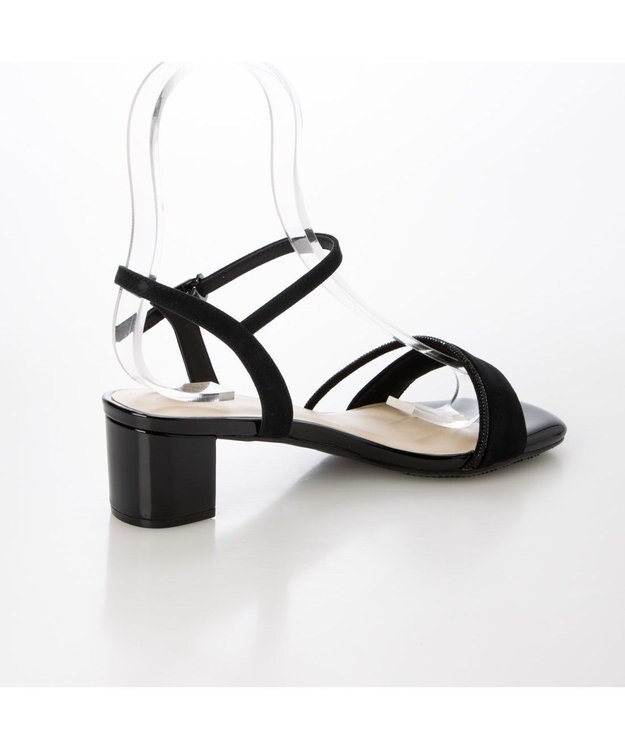 Riz raffinee <Riz raffinee>ラインストーン付きストラップサンダル ブラックメタリック