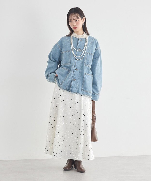 earth music&ecology サテンフレアスカート Ivory