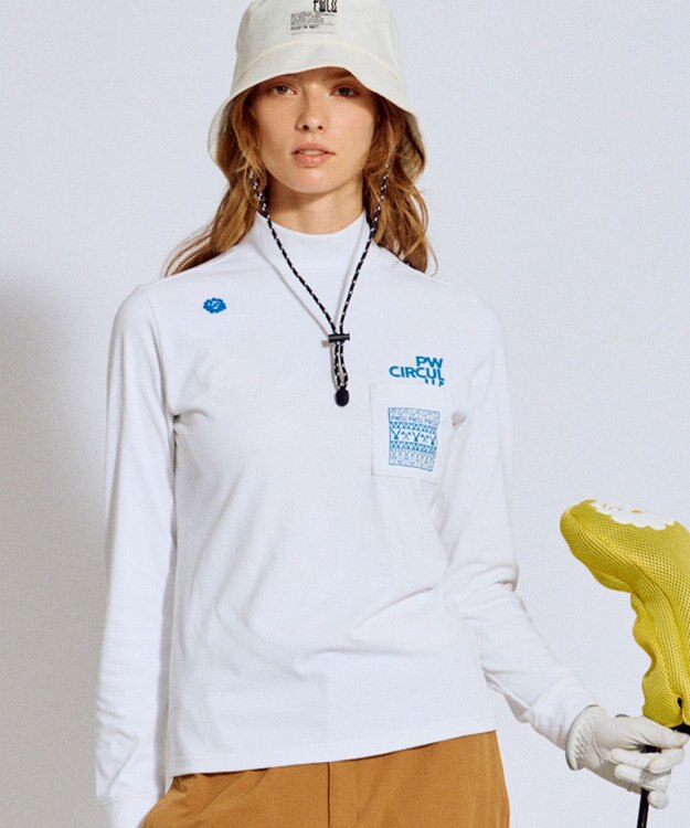 PW CIRCULUS 【吸水速乾 / UV遮蔽率99.5% UVカット / ストレッチ】【WOMEN】DELFT ロングスリーブモックT ゴルフウェア レディース ホワイト系