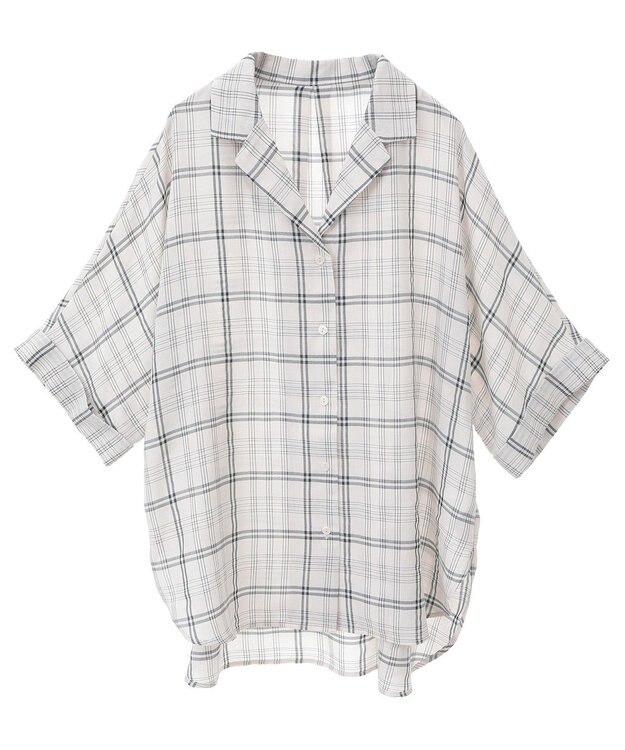 Green Parks 開襟シアージャケット風シャツ Check