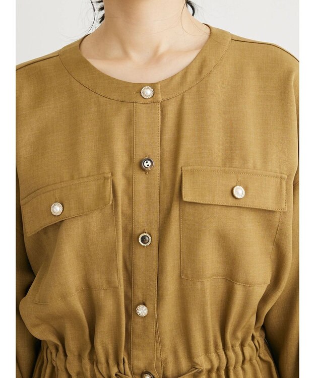 Green Parks ・ＥＬＥＮＣＡＲＥ　ＤＵＥ　イロイロ釦ドロストワンピース Yellow