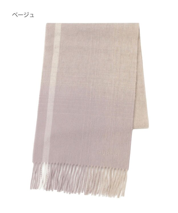 MOONBAT FURLA(フルラ）ウール100％ オンブレー チェックマフラー ベージュ