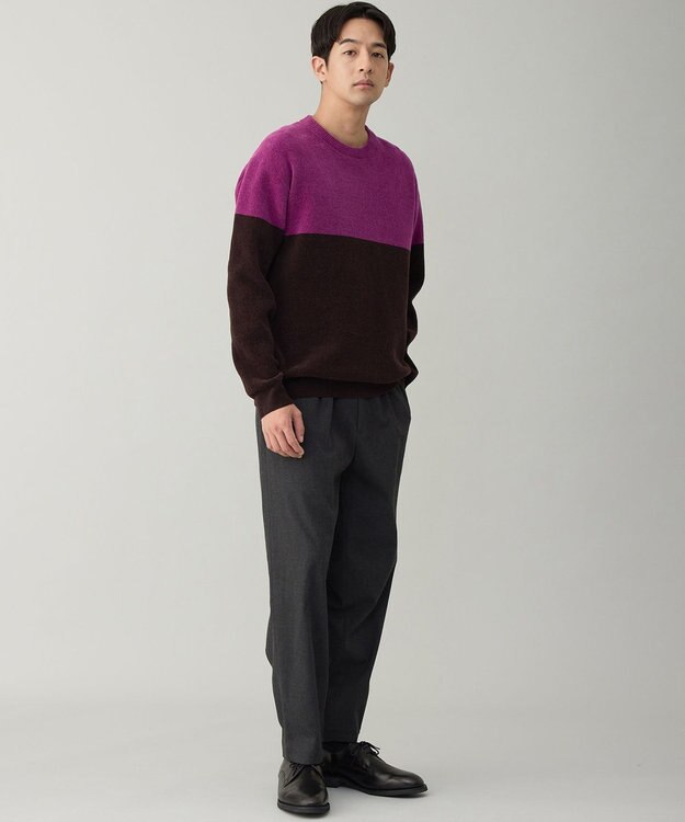 UNFILO MENS ライトモール ニット ブラウン×パープル