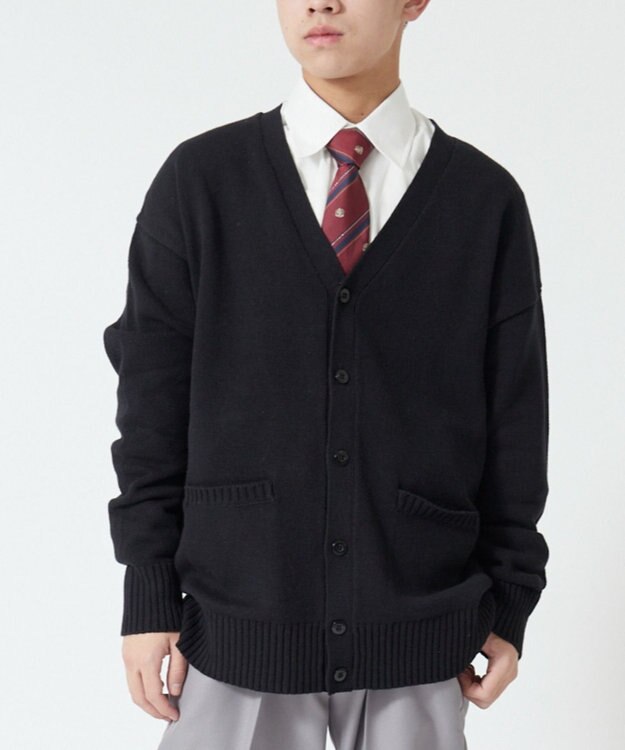 WEGO 【SCHOOL ITEM】メンズスクールニットカーディガン ブラック