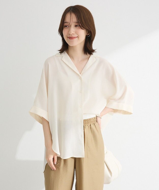 Green Parks 開襟シアージャケット風シャツ Check