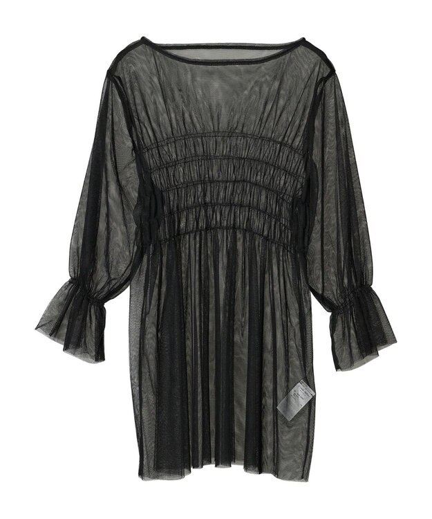 Green Parks チュールシャーリングチュニック Black