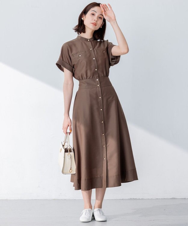 組曲 L 【洗える・涼感】シアーボイル ワンピース ダークブラウン系