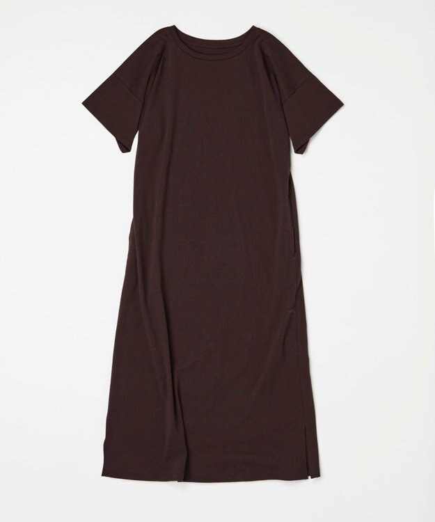 TOQUE 25SS新作〈大草直子さんアドバイザー〉スーピマコットン半袖ロングワンピース ブラウン