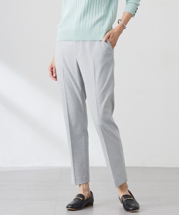 J.PRESS LADIES 【洗える】CARREMAN 2WAY テーパード パンツ ライトグレー系