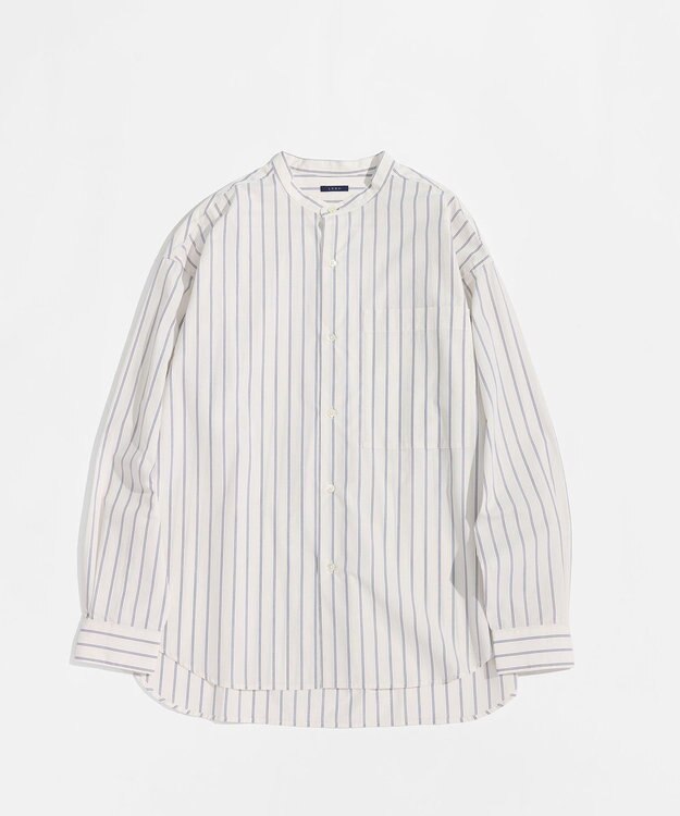 LENO BAND COLLAR SHIRTS 《UNISEX》 バンドカラーシャツ WHITE STRIPE