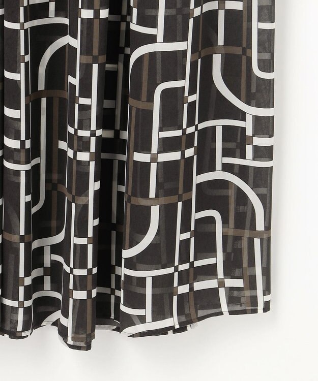 自由区 S ジオメトリックレトロプリント ワンピース グレーベース