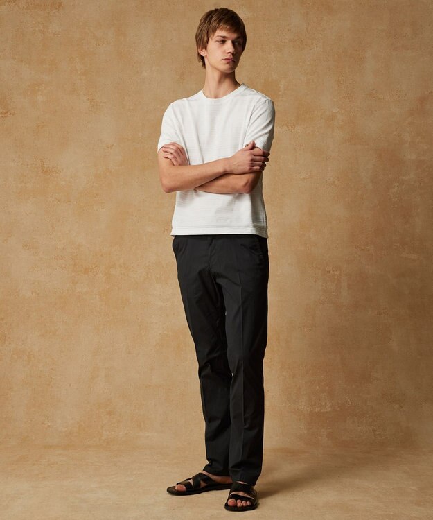 JOSEPH ABBOUD 【オーガニックコットン使用・日本素材】リンクスボーダー Tシャツ ホワイト系