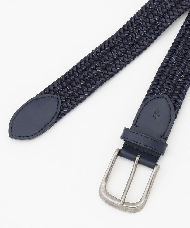 JOSEPH ABBOUD 【キングサイズ・イタリア素材・ストレッチ・日本製】レザーメランジストレッチベルト ネイビー系