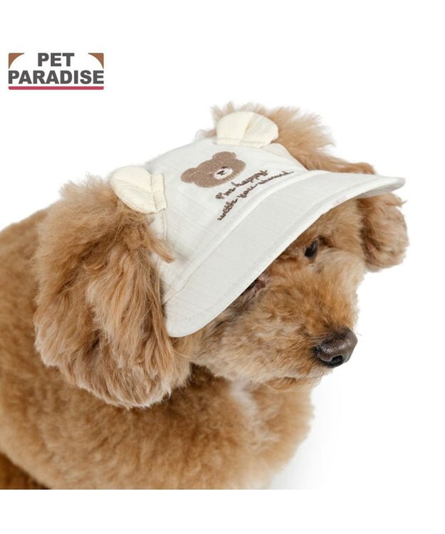 PET PARADISE ペットパラダイス くまちゃん 刺繍帽子 ４Ｓ～３Ｓ/ＳＳ～Ｓ オフホワイト
