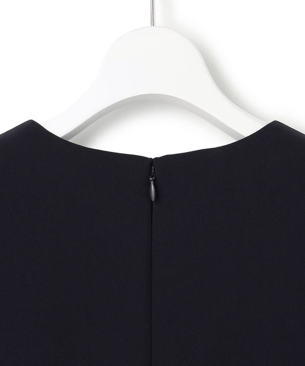 23区 S 【セットアップ対応/洗える】トリアセダブルジョーゼット シフォンスリーブ ワンピース ネイビー系