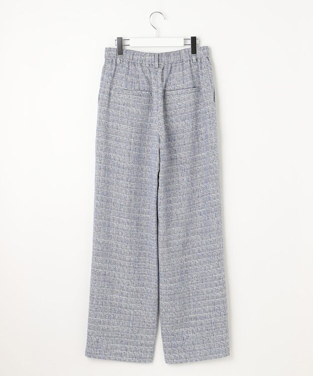 自由区 【セットアップ対応・洗える】ライトミックスツイードワイドストレート パンツ ライトブルー