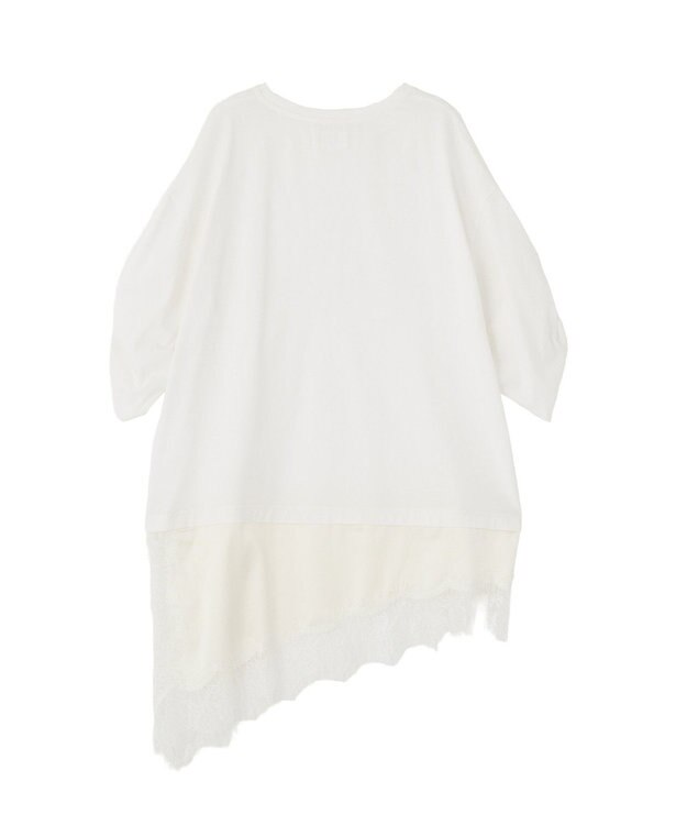 YECCA VECCA ドロストスリーブヘムレースTee White