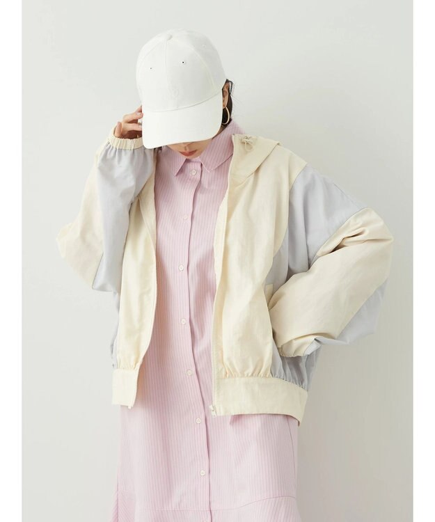 earth music&ecology コクーンギャザー切替ブルゾン Ivory