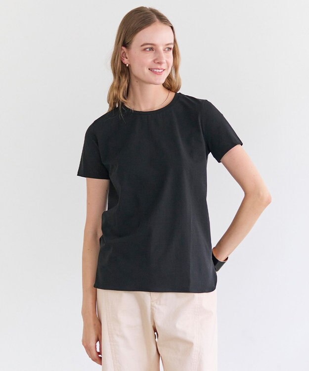 BEIGE， BROIS / コットンストレッチシャツテールTシャツ Black