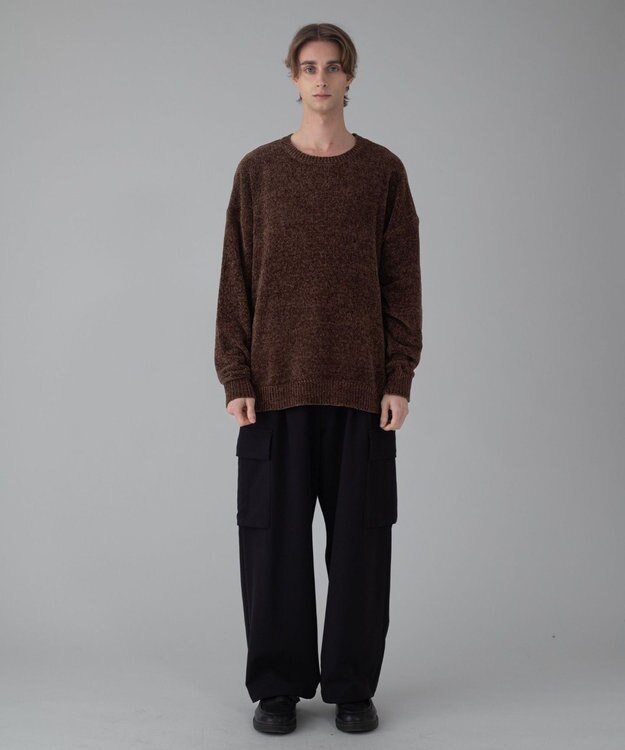 WEGO 【ユニセックス着用ITEM/MLサイズ展開】ベロアモールプルオーバー ブラウン