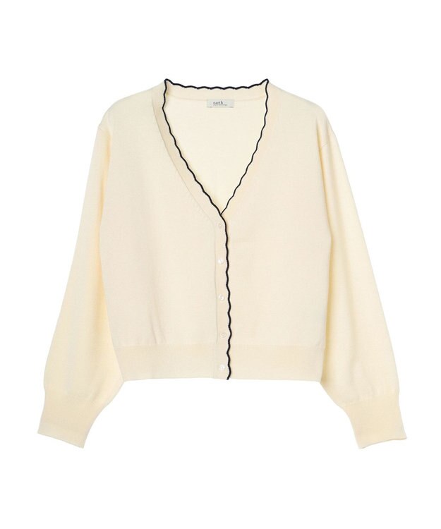 earth music&ecology ちびスカラップカーディガン Off White