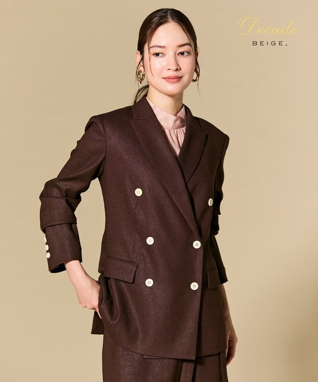 BEIGE， CAROLE / リネンライク ダブルジャケット Bordeaux