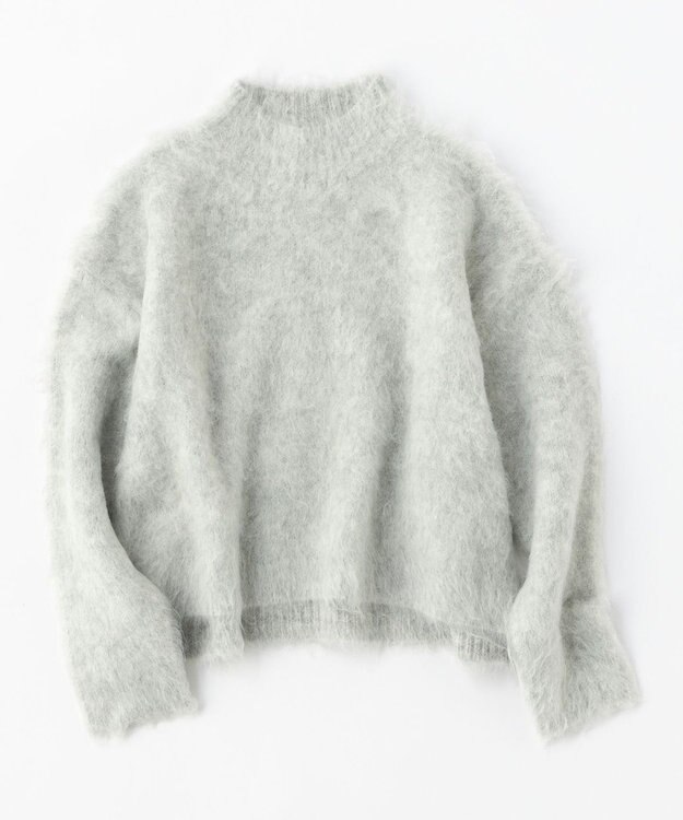 UNFILO 【洗える】アルパカシャギー ハイネッククロップドニット シルバーグレー