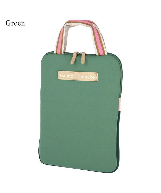 tsumori chisato CARRY ネコかおウレタン ビジネスバッグ PCケース パソコンケース 13インチ ビジネスバッグ グリーン