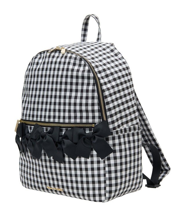 Maison de FLEUR ギンガムフロントリボンリュック Black