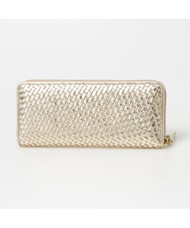 UNBILLION ペルケ perche / レザーメッシュ・ジャバラカード長財布 ゴールド