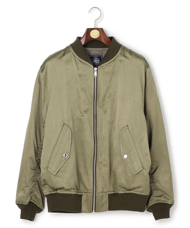 J.PRESS MEN 【J.PRESS ORIGINALS】Bleach Viscose Cotton Satin Flight Jacket / Japan Made ダークグリーン系