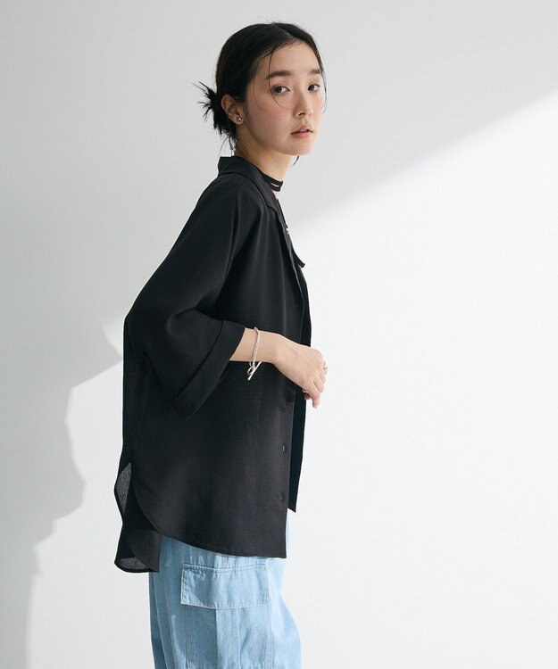 Green Parks 開襟シアージャケット風シャツ Check