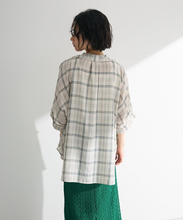 Green Parks 開襟シアージャケット風シャツ Check