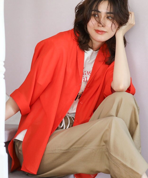 Green Parks 開襟シアージャケット風シャツ Check