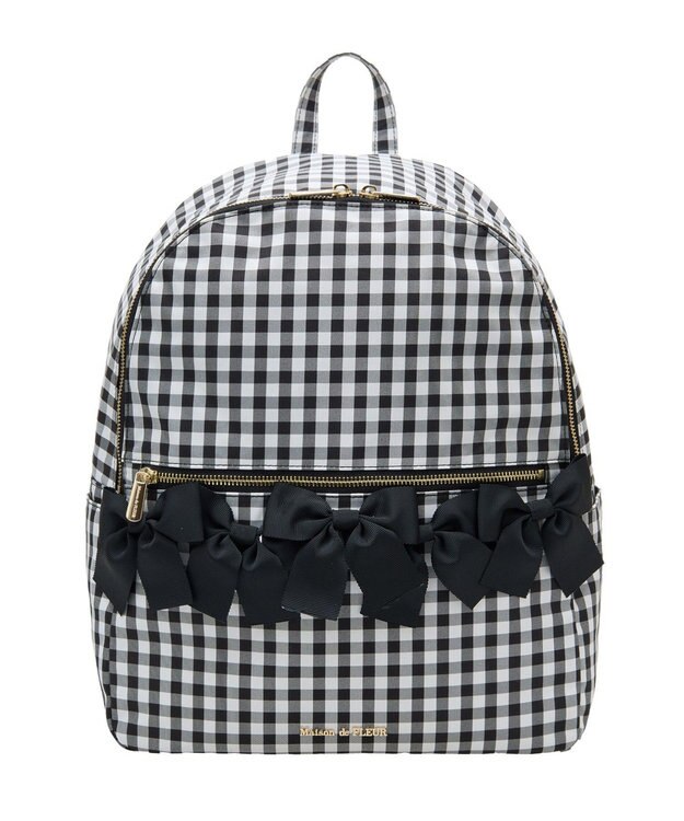 Maison de FLEUR ギンガムフロントリボンリュック Black
