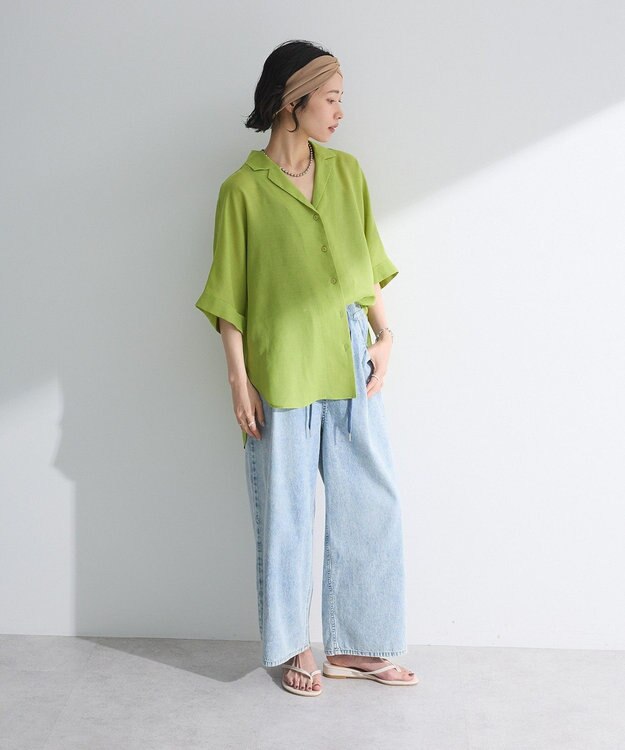 Green Parks 開襟シアージャケット風シャツ Check