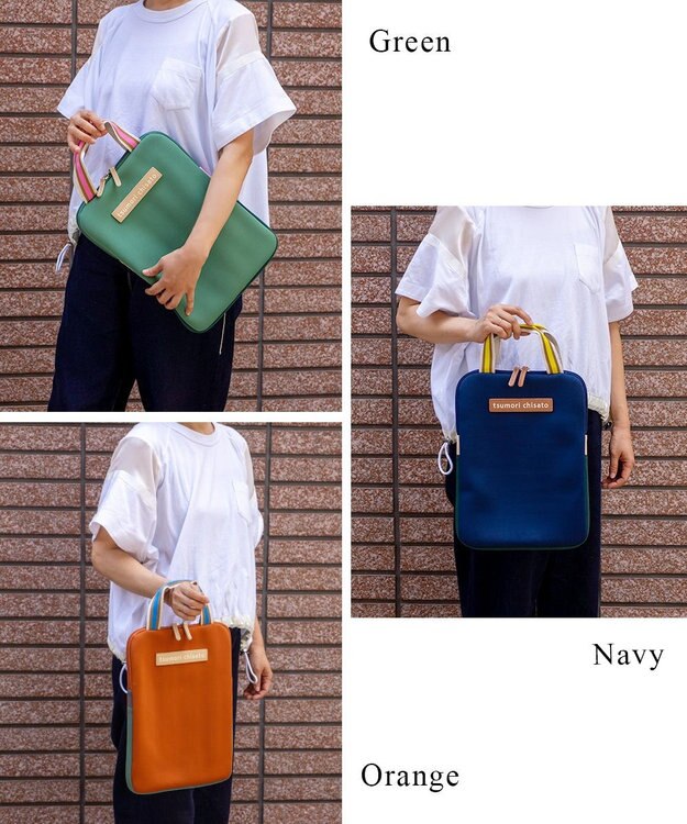 tsumori chisato CARRY ネコかおウレタン ビジネスバッグ PCケース パソコンケース 13インチ ビジネスバッグ グリーン