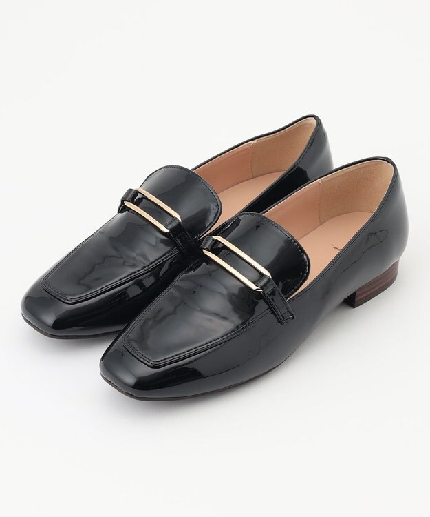 組曲 スクエアトゥローファー ブラック系