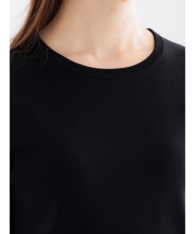 Te chichi スカーフカラーハーフスリーブニット ブラック