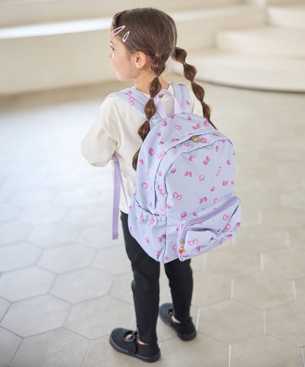 ANY KIDS 【Strawberry Collection】【10L容量】いちご総柄リュック ラベンダー
