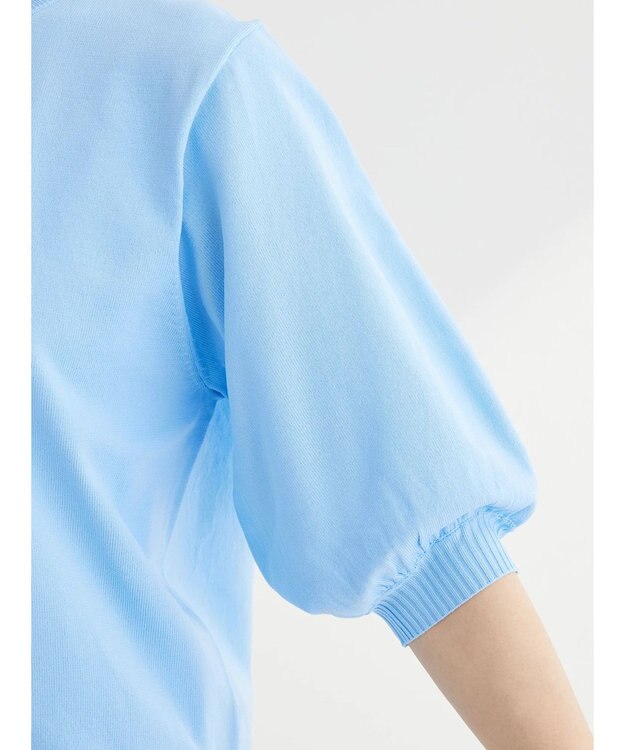 Green Parks パフ５分袖ニットプルオーバー Sax