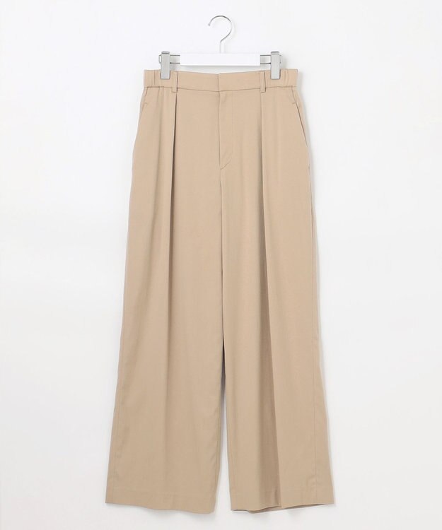 自由区 L 【セットアップ対応・洗える】ドレープツイルワイド パンツ ベージュ