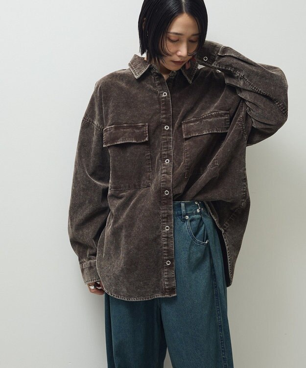 Green Parks ・ＥＬＥＮＣＡＲＥ　ＤＵＥ　ケミカルコーデュロイシャツ Brown