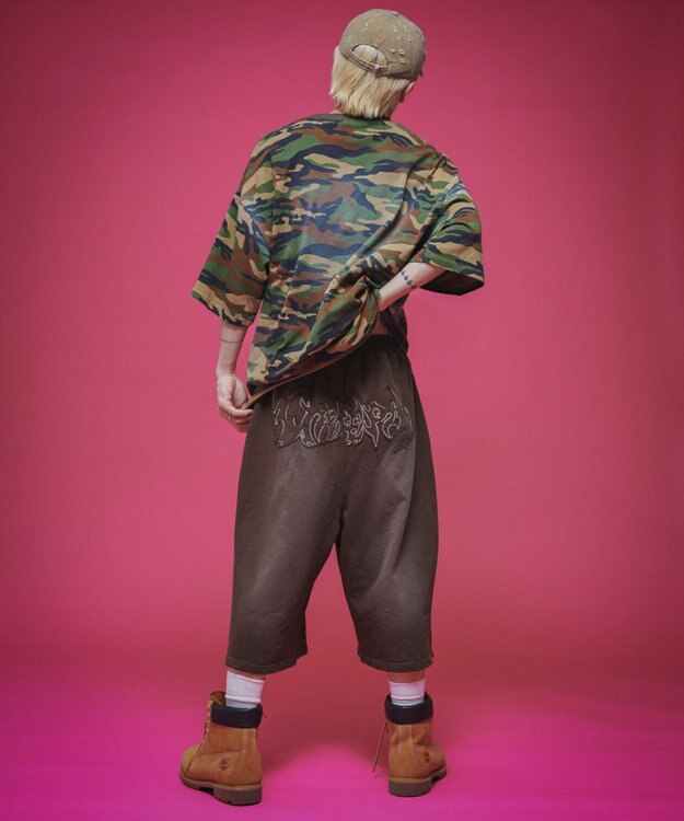 WEGO 【ユニセックス着用ITEM/ウエストゴム】ダメージアップリケショートパンツ ブラウン