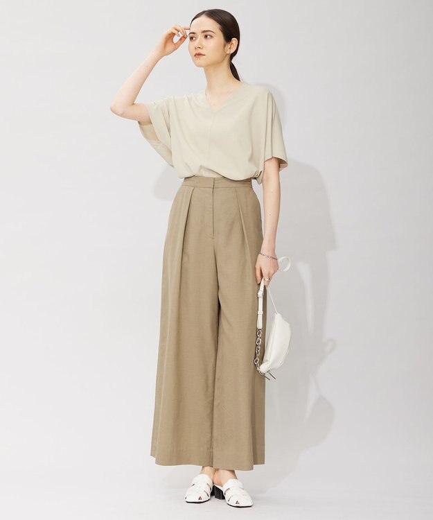 ICB L 【洗える】VIS/NYハイゲージ Vネックプルオーバー ライトオリーブ系