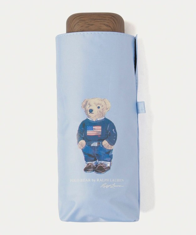 MOONBAT 【WEB限定】POLO RALPH LAUREN(ポロ ラルフローレン) 晴雨兼用日傘 折りたたみ傘 コンパクト ポロベア 一級遮光 遮熱 UV サックスブルー